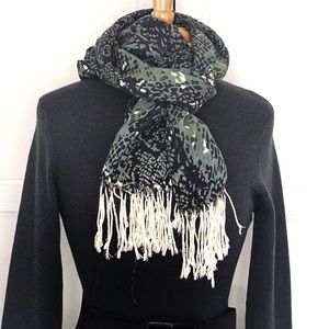 Oblong Printed Fringed Scarf